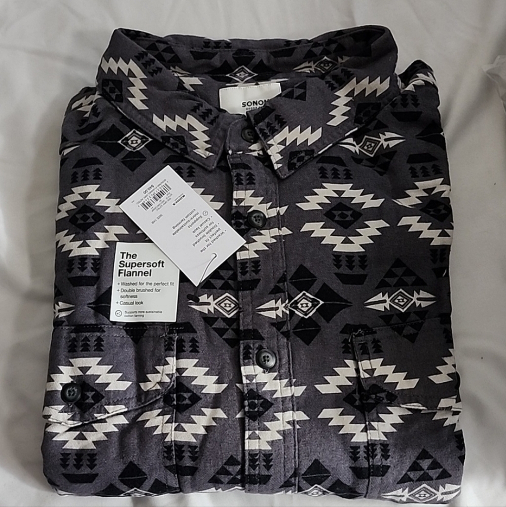sonoma MENS BIG & TALL South Western aztec flannel 1X 2X NEW - Picture 2 of 2
